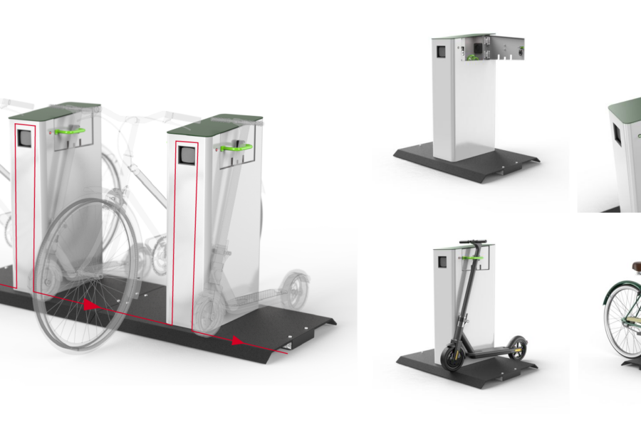 Parking hybride sécurisé et connecté pour vélo et trottinette